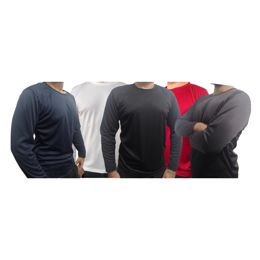 Kit de camisetas masculinas LOOK OUTLET de manga longa Dry Fit em cores variadas