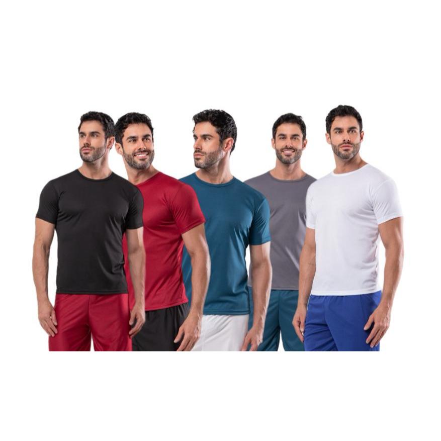 Kit de camisas Dry masculinas LOOK OUTLET em preto, vermelho, azul, cinza e branco